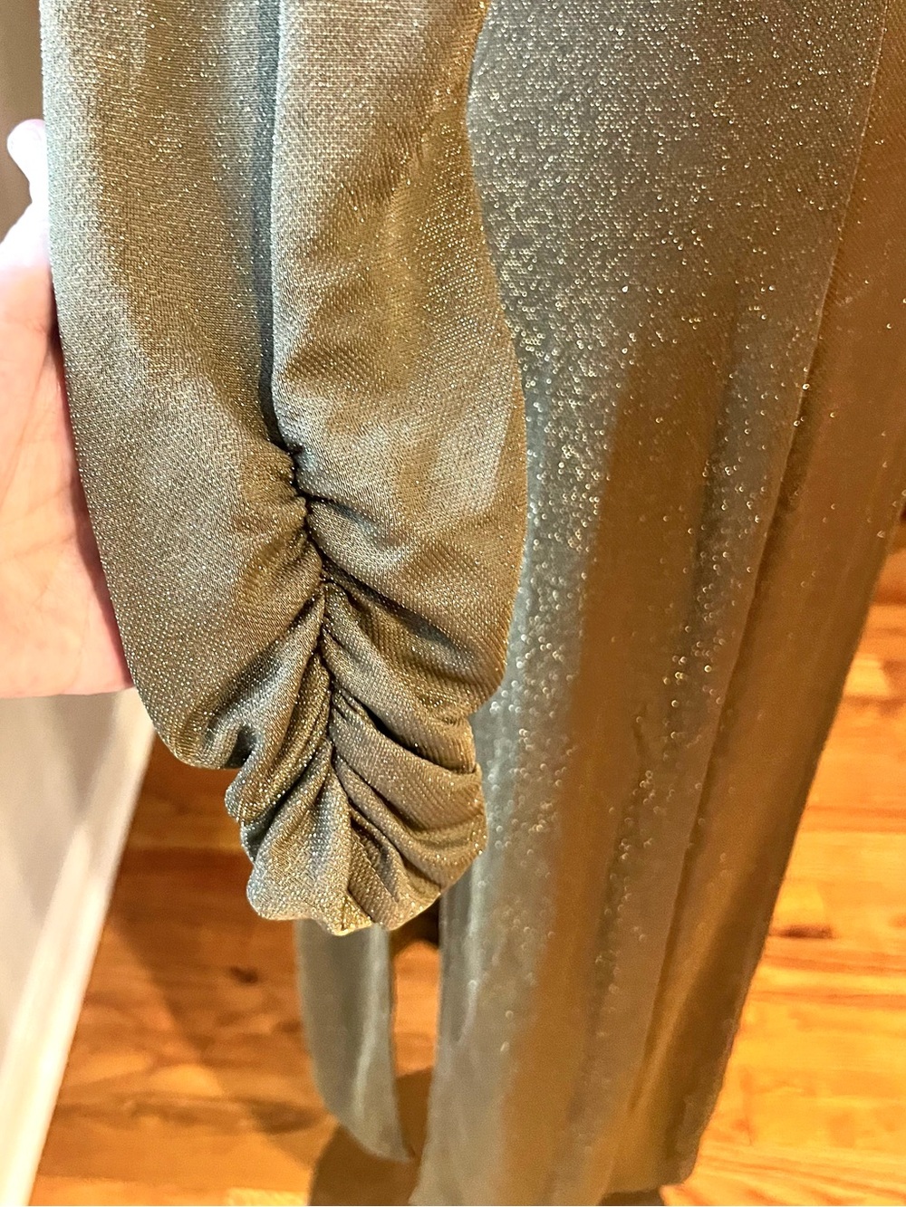 Cache VTG Gold Shimmer Button Front Duster Jacket Leopard Party Layer Size 10 - Picture 11 of 14